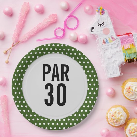 ゴルフ30歳誕生日水玉模様ゴルファーの誕生日 ペーパープレート (パーティー)