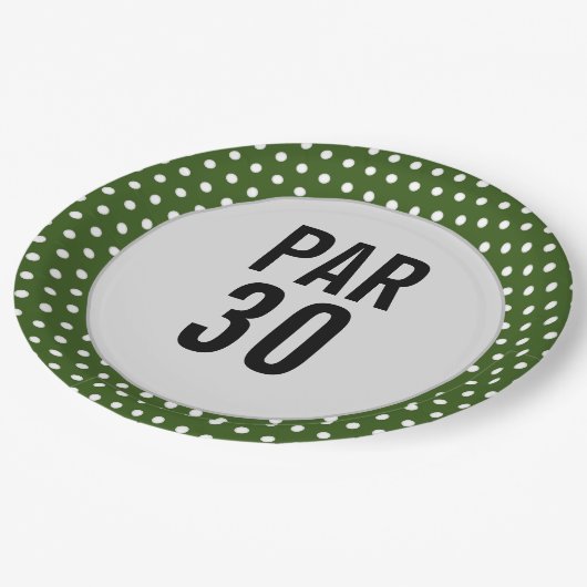 ゴルフ30歳誕生日水玉模様ゴルファーの誕生日 ペーパープレート (アングル)