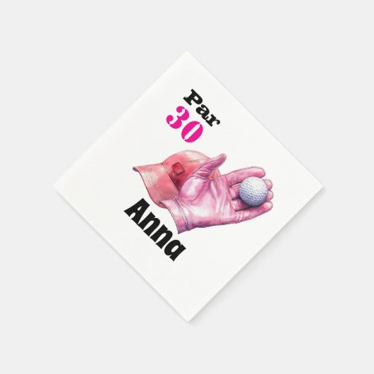 ゴルフ30thバースデーパーTee女性ピンクをテーマにした スタンダードカクテルナプキン (角)