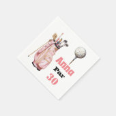 ゴルフ30thバースデーパーTee女性ピンク スタンダードカクテルナプキン (角)
