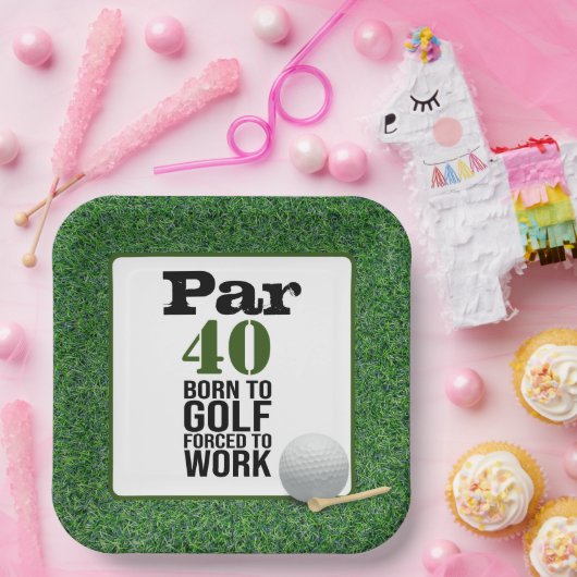 ゴルフ40thバースデー生まれタからゴルフの力で働く ペーパープレート (パーティー)