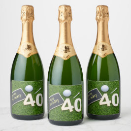 ゴルフ40th誕生日と単語ハッピーバースデーゴルファー スパークリングワインラベル