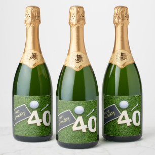 ゴルフ40th誕生日と単語ハッピーバースデーゴルファー スパークリングワインラベル