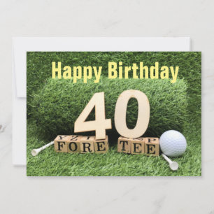 ゴルフ40th誕生日と数字とゴルフボール カード