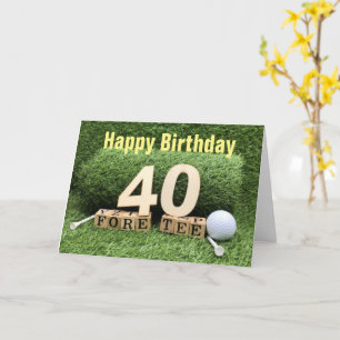 ゴルフ40th誕生日と数字とゴルフボール カード