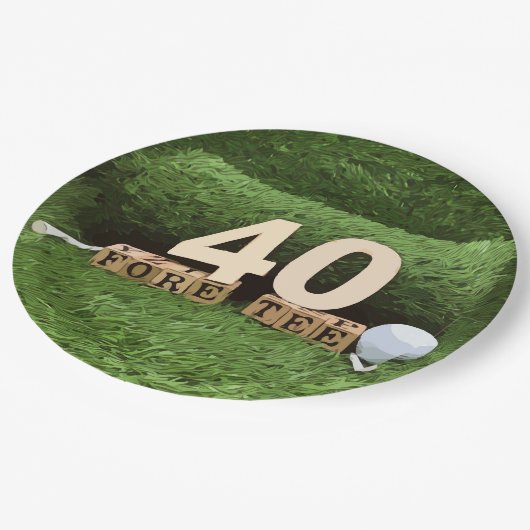 ゴルフ40th誕生日パーティーとゴルフボールとティー ペーパープレート (アングル)