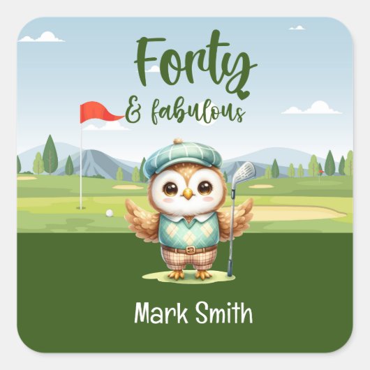 ゴルフ40th誕生日パーティーゴルファー誕生日 スクエアシール (正面)