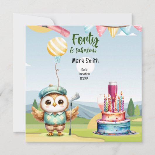 ゴルフ40th誕生日パーティーゴルファー誕生日 セーブザデート (正面)