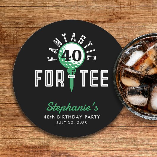 ゴルフ40th誕生日パーティーファンタスティックfor-Teeブラック ラウンドペーパーコースター