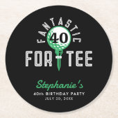 ゴルフ40th誕生日パーティーファンタスティックfor-Teeブラック ラウンドペーパーコースター (正面)