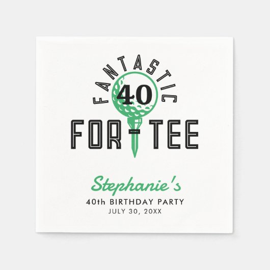 ゴルフ40th誕生日パーティーファンタスティックfor-Teeホワイト スタンダードカクテルナプキン (正面)