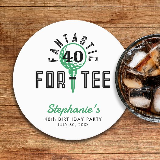 ゴルフ40th誕生日パーティーファンタスティックfor-Teeホワイト ラウンドペーパーコースター