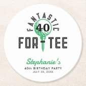ゴルフ40th誕生日パーティーファンタスティックfor-Teeホワイト ラウンドペーパーコースター (正面)