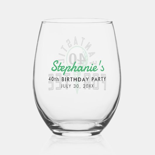 ゴルフ40th誕生日パーティーファンタスティックfor-Tee ステムなしワイングラス (裏面)