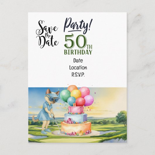 ゴルフ50歳誕生日パーティーのご案内  ポストカード (正面)