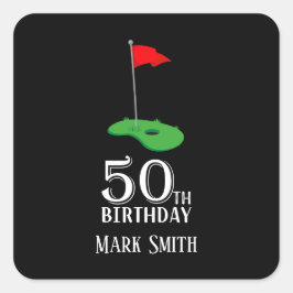 ゴルフ50番誕生日ゴルフの旗で スクエアシール