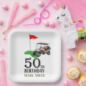 ゴルフ50番誕生日ゴルフの旗で ペーパープレート (パーティー)