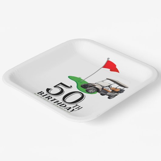 ゴルフ50番誕生日ゴルフの旗で ペーパープレート (傾斜あり)