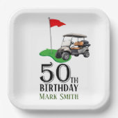 ゴルフ50番誕生日ゴルフの旗で ペーパープレート (正面)