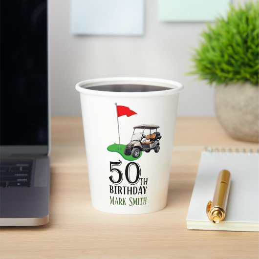 ゴルフ50番誕生日ゴルフの旗で 紙コップ (インサイチュ)