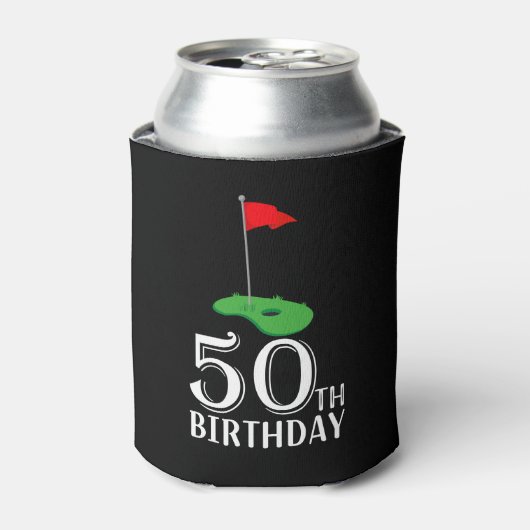 ゴルフ50番誕生日ゴルフの旗で 缶クーラー (缶正面)