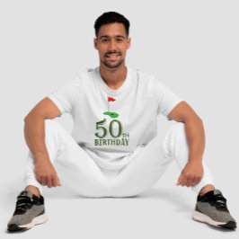 ゴルフ50番誕生日ゴルフの旗で Tシャツ