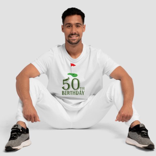 ゴルフ50番誕生日ゴルフの旗で Tシャツ