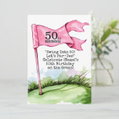 ゴルフ50誕生日女子ゴルファーピンクテーマ 招待状 (スタンド正面)