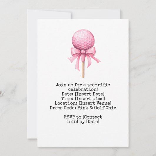 ゴルフ50誕生日女子ゴルファーピンクテーマ 招待状 (裏面)