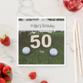 ゴルフ50thゴルファーの誕生日でボールが緑色に スタンダードランチョンナプキン (インサイチュ)