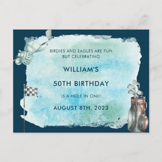 ゴルフ50thバースデーパーティー水の色 ポストカード (正面)