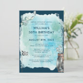 ゴルフ50thバースデーパーティー水の色 招待状 (スタンド正面)