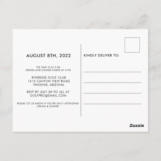 ゴルフ50th誕生日パーティーへの招待 ポストカード (裏面)