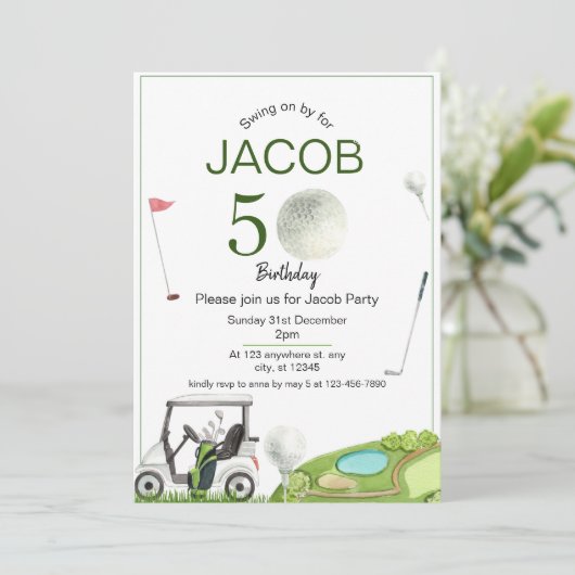 ゴルフ50th誕生日招待状 招待状 (スタンド正面)