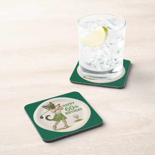 ゴルフ60番目の誕生日のためのボールとティー コースター (右側)