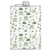 ゴルフ60番目の誕生日のためのボールとティー フラスク (正面)