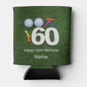 ゴルフ60番目の誕生日ゴルファーとゴルフボールとティー 缶クーラー (正面)