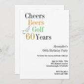 ゴルフ60th誕生日応援とビールミニマル 招待状 (正面/裏面)