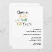 ゴルフ60th誕生日応援ビアーズミニマル 招待状 (正面/裏面)
