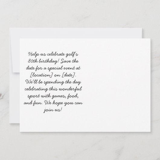 ゴルフ70位誕生日実在マン遊ゴル 招待状 (裏面)