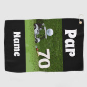 ゴルフ70誕生日パー70ゴルフカートとボール ゴルフタオル (横)