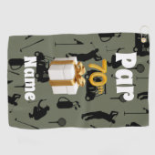 ゴルフ70誕生日パー70ゴルフカートとボール ゴルフタオル (横)