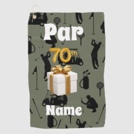 ゴルフ70誕生日パー70ゴルフカートとボール ゴルフタオル