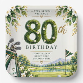 ゴルフ80歳の誕生日グリーン水彩ゴルフコース ペーパープレート