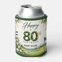 ゴルフ80歳の誕生日グリーン水彩ゴルフコース 缶クーラー