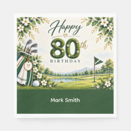 ゴルフ80歳の誕生日 グリーン水彩 ゴルフコース スタンダードランチョンナプキン