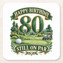 ゴルフ80歳の誕生日 スクエアペーパーコースター