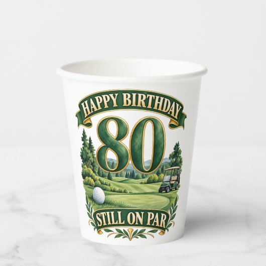 ゴルフ80歳の誕生日 紙コップ (正面)