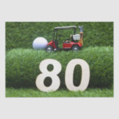 ゴルフ80歳の誕生日 緑のゴルフカート 薄葉紙 (正面)