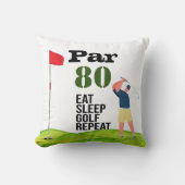 ゴルフ80番目の誕生日食べスリープゴルフリピート クッション (正面)
